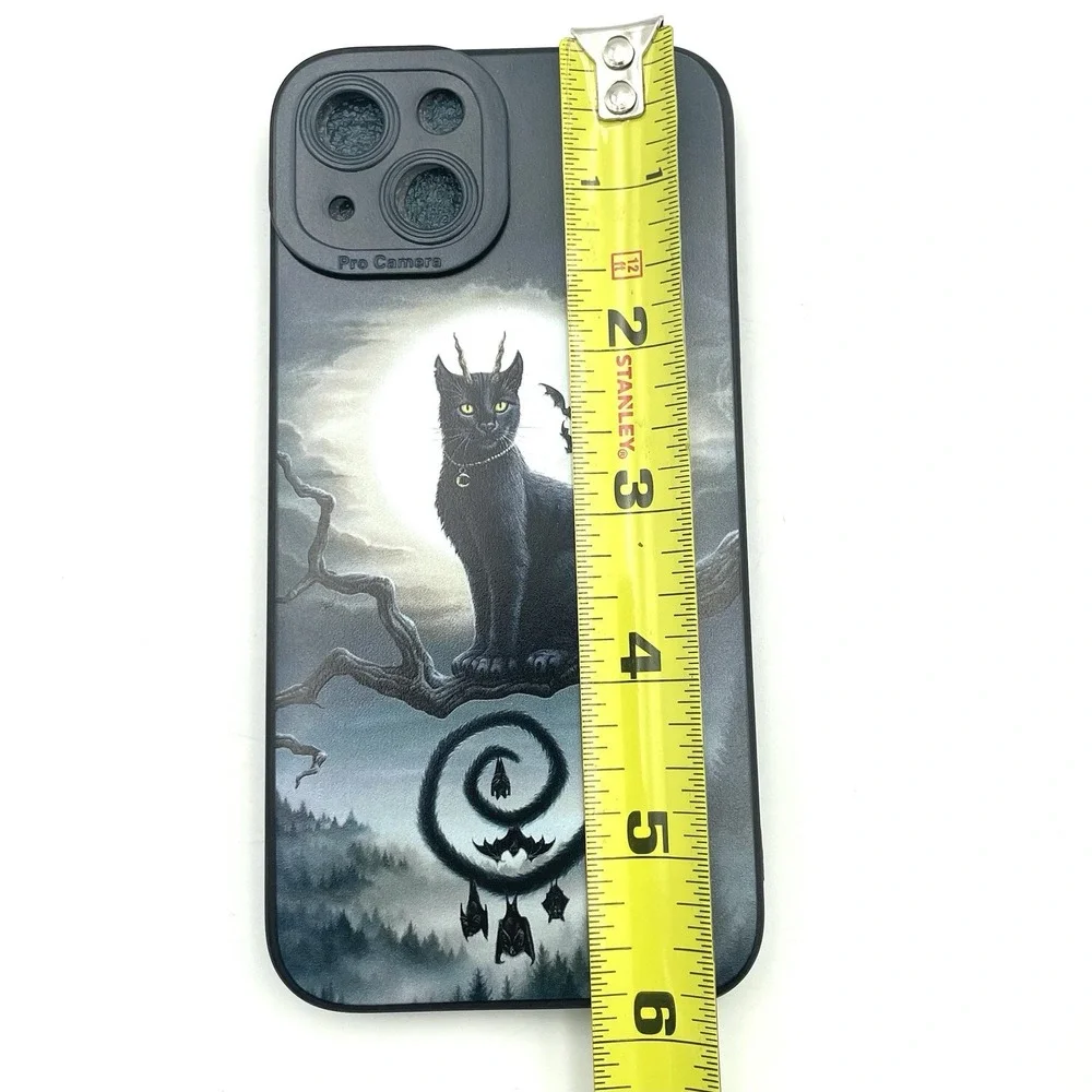 New iPhone 13 Gothic Black Cat Bat Moon Phone‎ Case Halloween Fantasy